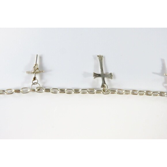 Christian Cross Cable Chain Charm Bracelet in Sterling Silver 7" Spring Ring - Picture 8 of 10